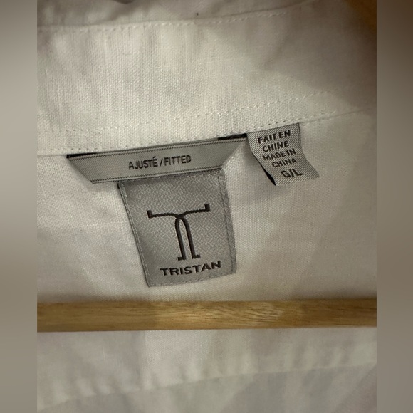 Tristan Linen white button up L - Picture 3 of 5